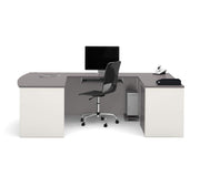 Connexion U-Shaped Executive Desk with Lateral File Cabinet, 72W, Slate/Sandstone