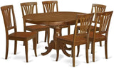 POAV7-SBR-C 7 Piece Modern Dining Table Set Consist of an Oval Wooden Table with Butterfly
