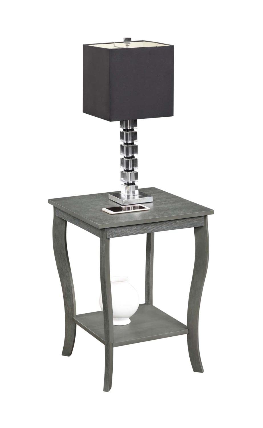 American Heritage Square End Table with Shelf, Wirebrush Dark Gray