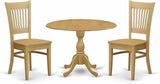 DMVA3-OAK-W 3 Piece Dinette Set for Small Spaces Contains a Round Dining Table