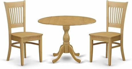 DMVA3-OAK-W 3 Piece Dinette Set for Small Spaces Contains a Round Dining Table