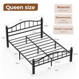 Queen Bed Frame with Headboard - Heavy Duty Metal Platform with Storage