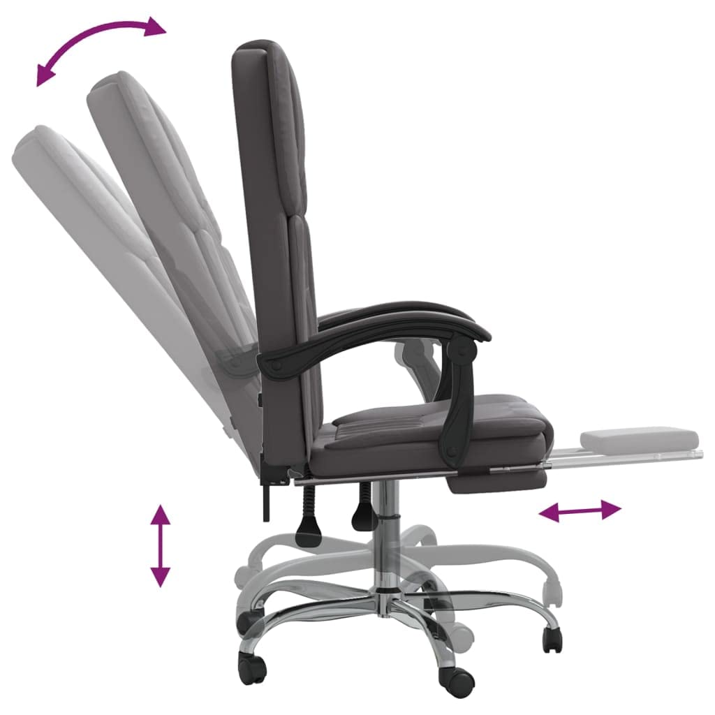 SKM Reclining Office Chair Gray Faux Leather (15.2 KG/33.44 LBS)