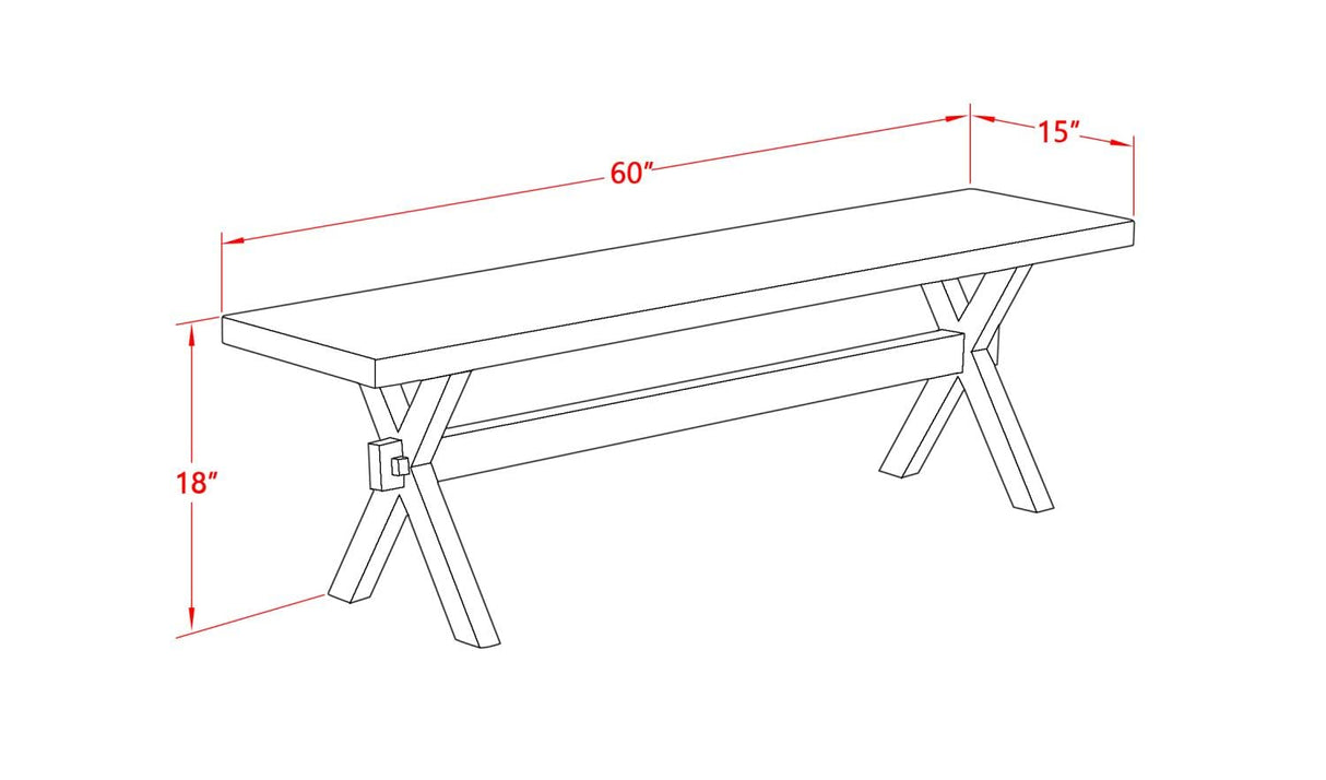 X-Style Modern Dining Bench with Wood Seat