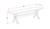 X-Style Modern Dining Bench with Wood Seat