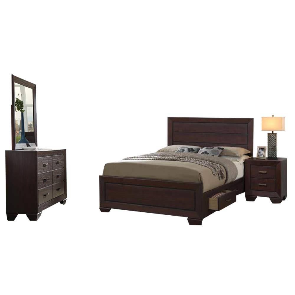 Kauffman California King Bed 4-Piece Set, Dark Cocoa