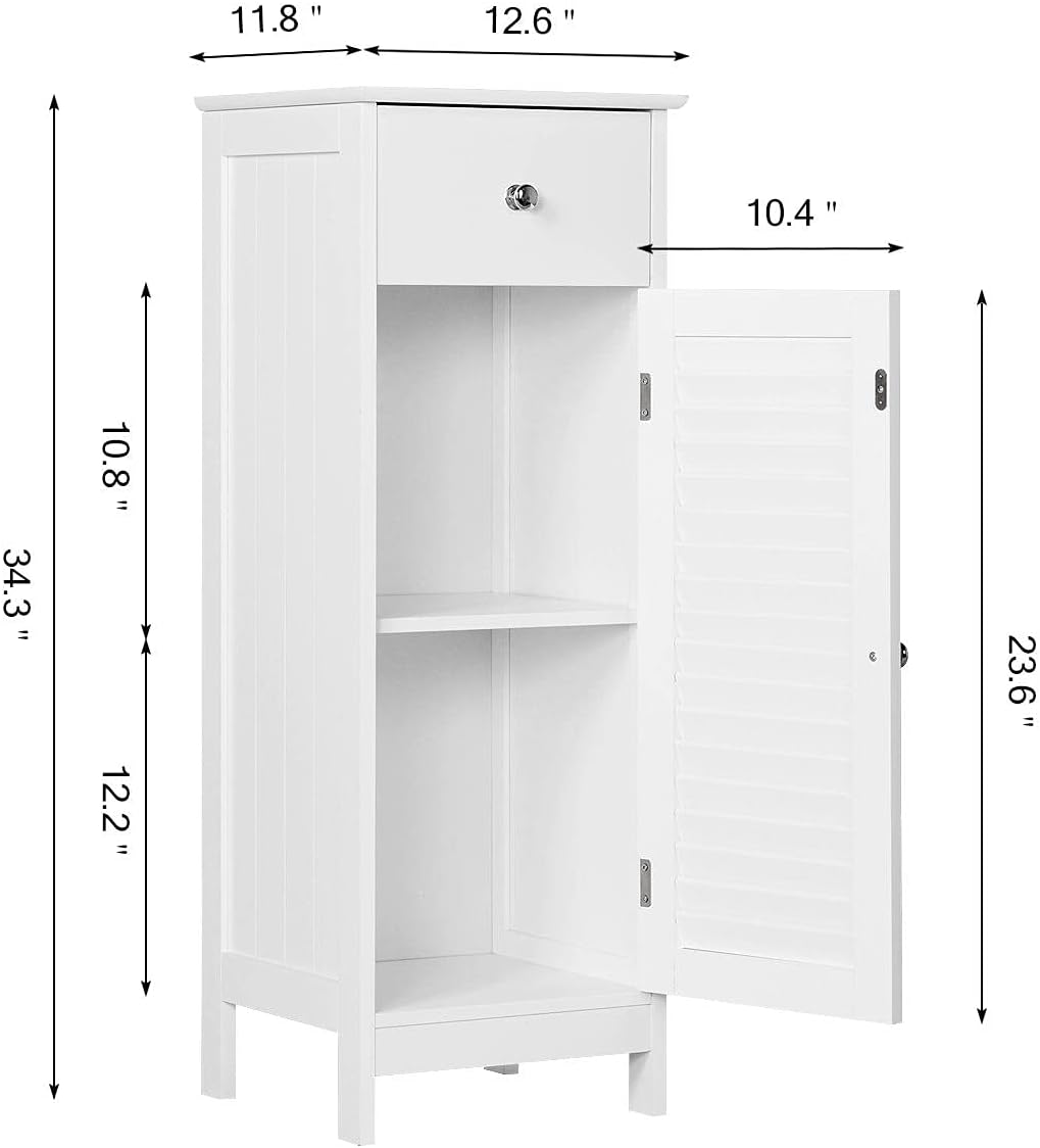 Bathroom Floor Storage Cabinet, Freestanding Side Table Storage Organizer Unit