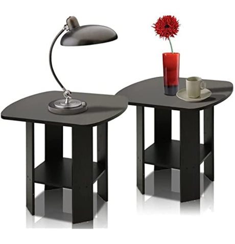 Furinno Simple Design End Table, 2-Pack, Espresso