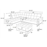 Linen Upholstered L-Shape Sectional Sofa with Storage Ottoman & Chaise