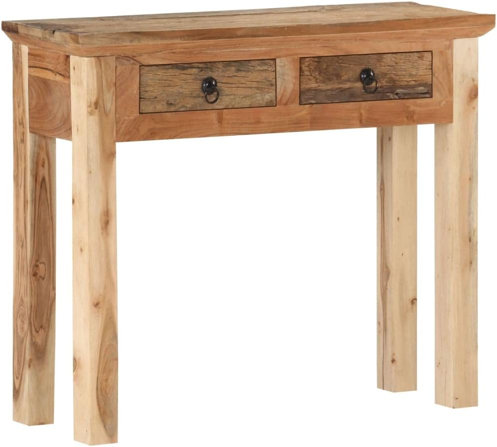 Rectangular Console Table Crafted with Solid Acacia Wood and Reclaimed Wood