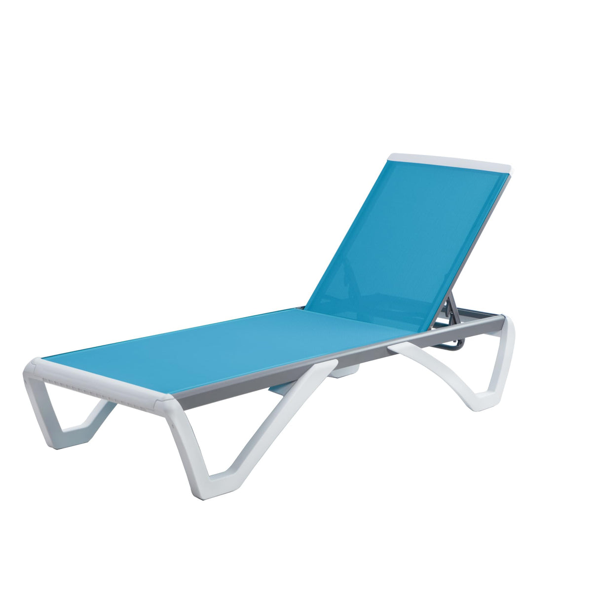 Patio Chaise Lounge Chair - Full Flat Alumium & Resin Legs, Outdoor Reclining