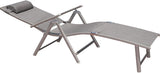 Aluminum Outdoor Folding Reclining Adjustable Chaise Lounge Chair with Cup Holder