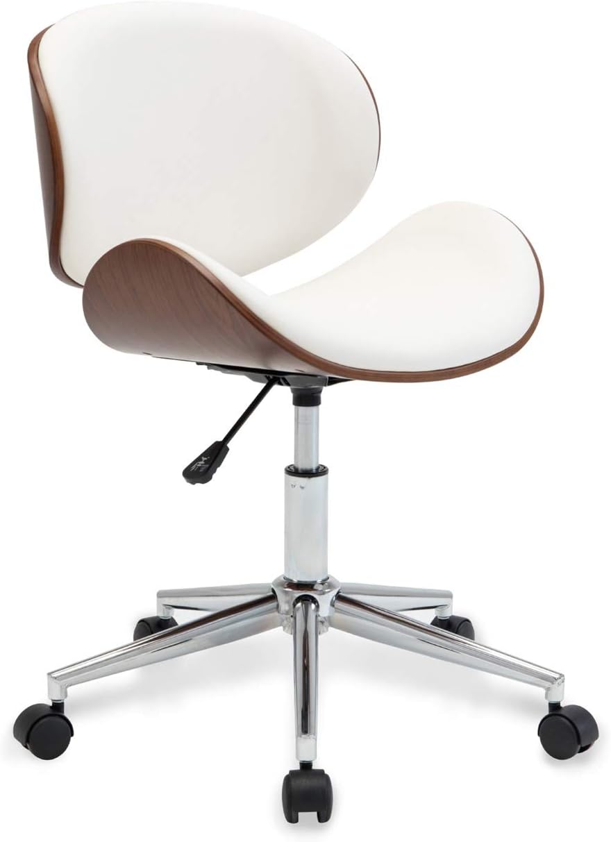 Mid-Century Modern Desk Chair, Contemporary Office Bentwood Style Wingback Seating