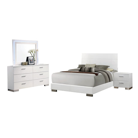 Felicity 4-Piece Eastern King Bedroom Set White High Gloss