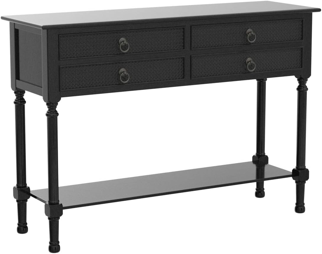 Safavieh Home Collection Haines Black 4-Drawer Bottom Shelf Console Table