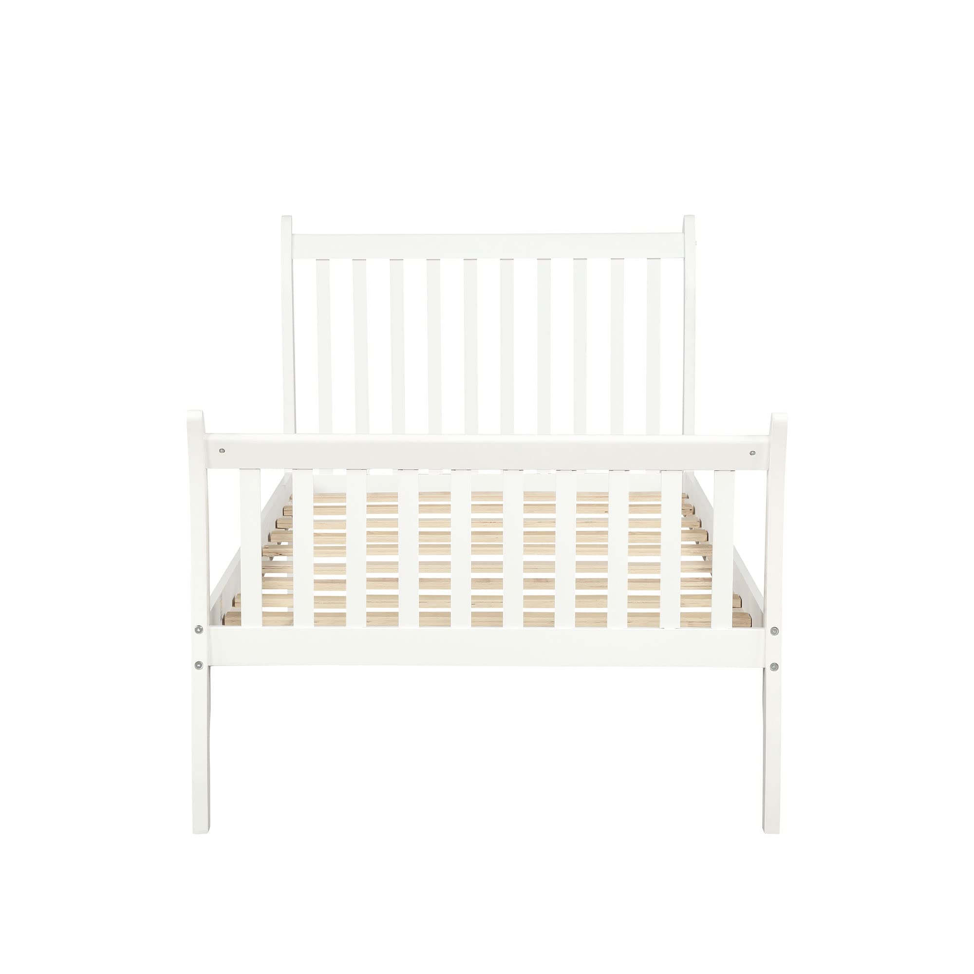 Twin Solid Wood Platform Bed with Headboard and Footboard, Wooden Slats