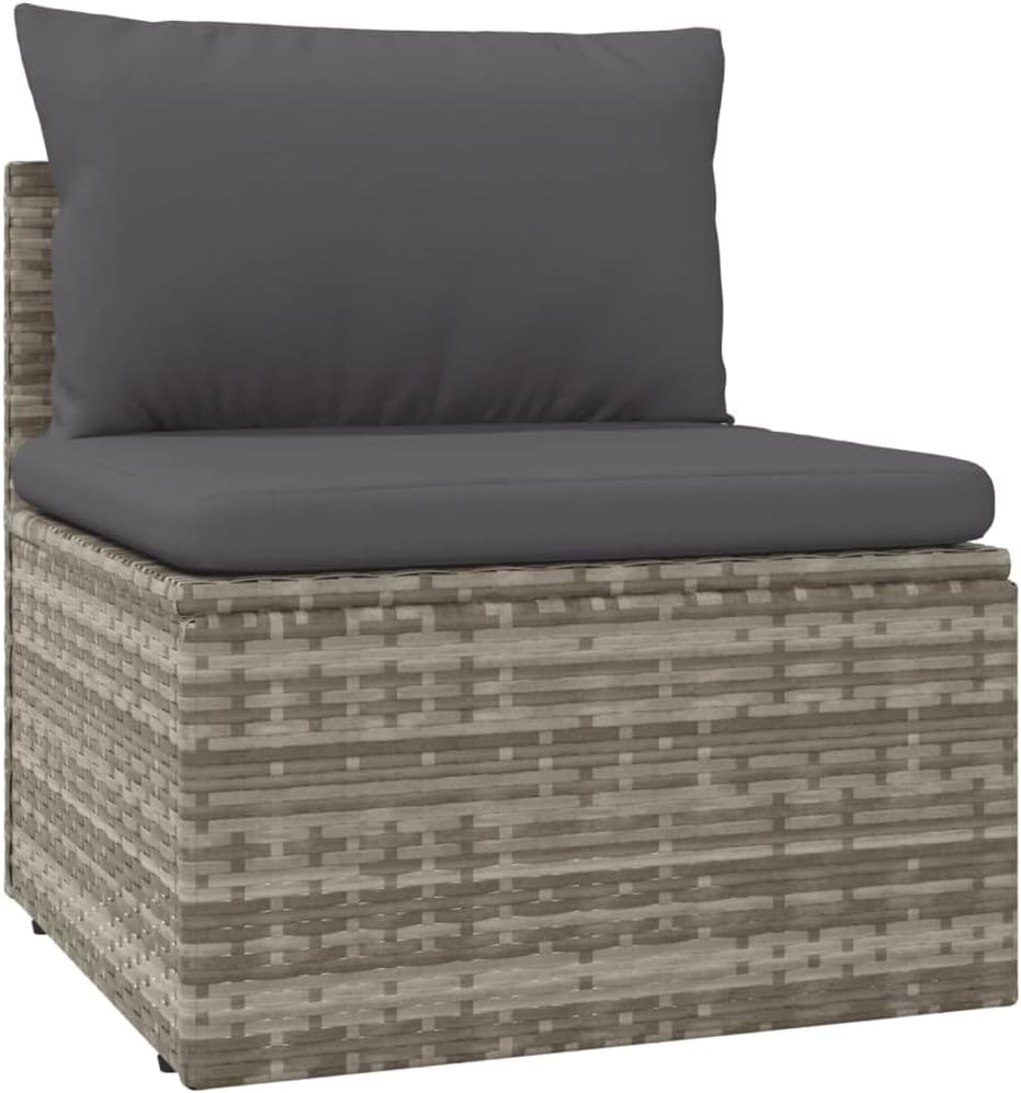 FAMIROSA 8 Piece Patio Lounge Set with Cushions Gray Poly Rattan,64.4 KG,3157426