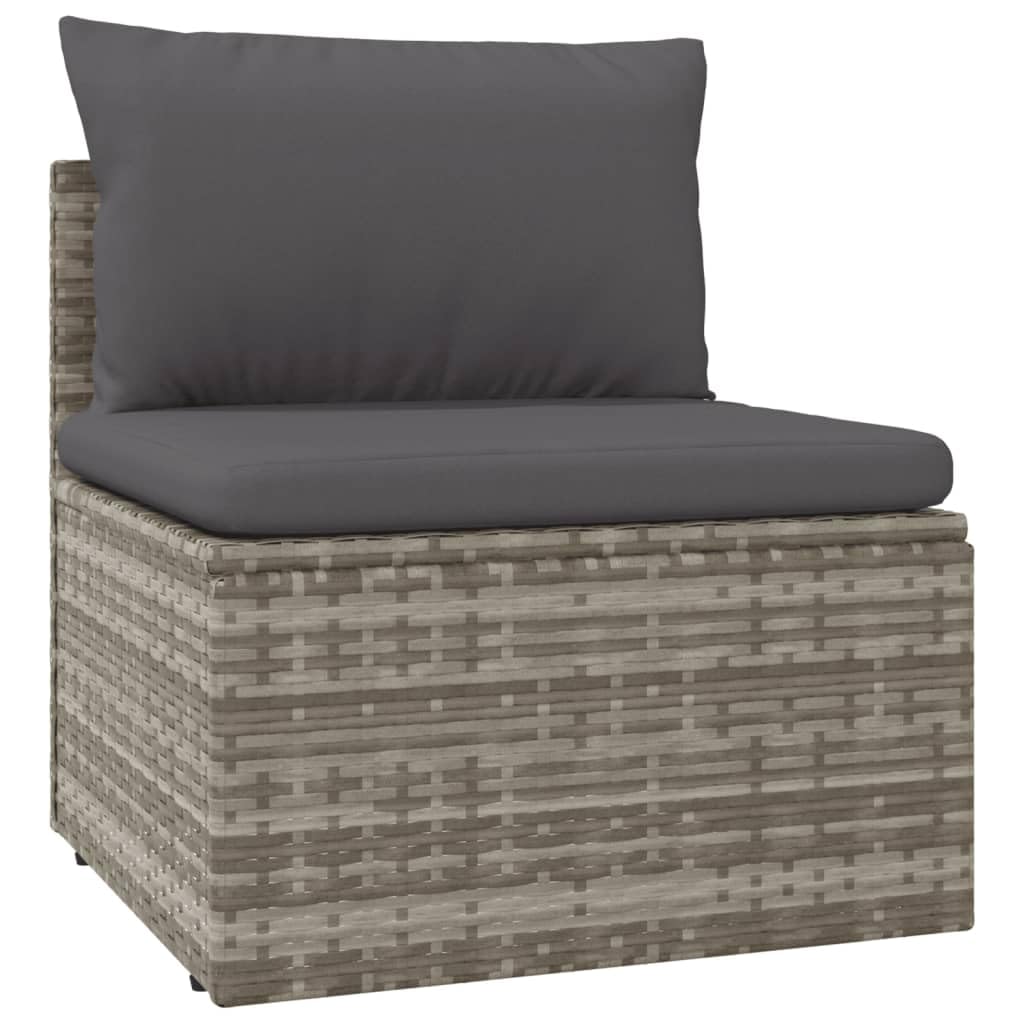 FAMIROSA 8 Piece Patio Lounge Set with Cushions Gray Poly Rattan,64.4 KG,3157426