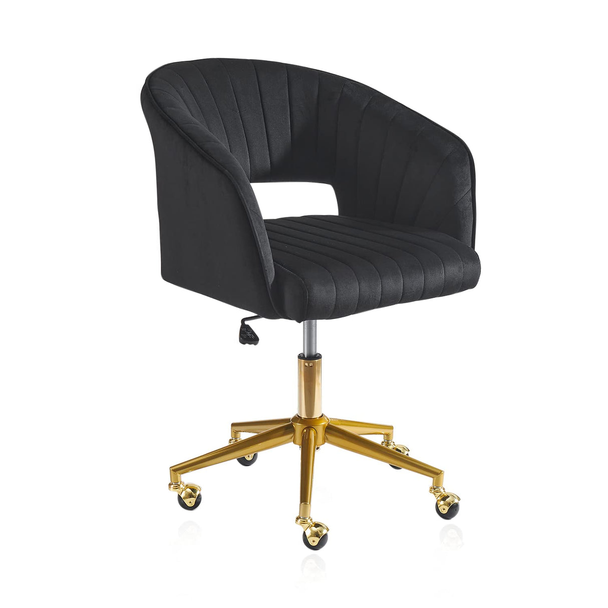 Black Velvet Office Chair with Gold Base