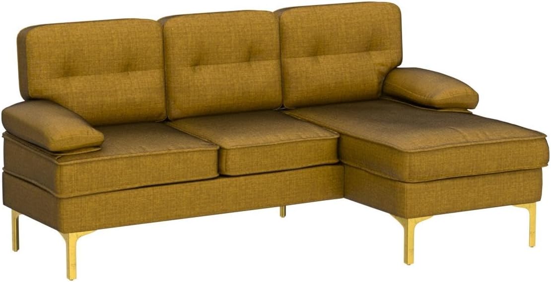 82" Sectional Couch w/Chaise, Chenille Small L Shape Sofa Couch, Sofa with Chaise Mid