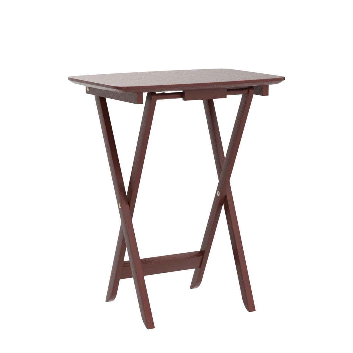 Wood Darlene 2 Piece Foldable Snack Table Set – Walnut Finish