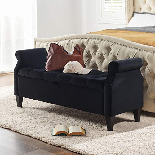 Jacqueline Tufted Roll Arm Storage Bench,