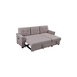 Ashlyn Light Gray Reversible Sleeper Sectional Sofa with Storage Chaise,