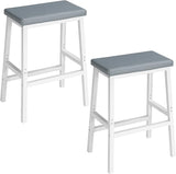 Bar Stools, 24" Set of 2 Bar Chairs, PU Leather Upholstered Breakfast Stools