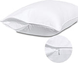 White Pillow Cases Standard Size-100% Cotton Pillowcase Covers with Zipper Hidden