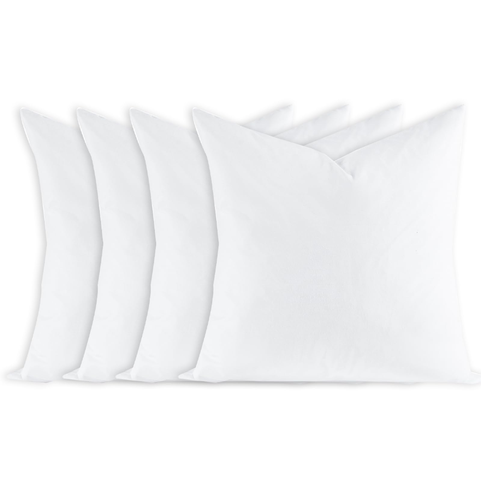 Feather Throw Pillow Inserts Set of 4, Soft Fluffy Square 18 x 18 Inches Decorative