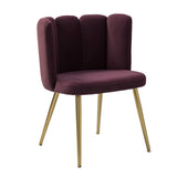 Velvet Dining Chair Modern Living Room Chair with Shell Back and Golden Metal Legs,