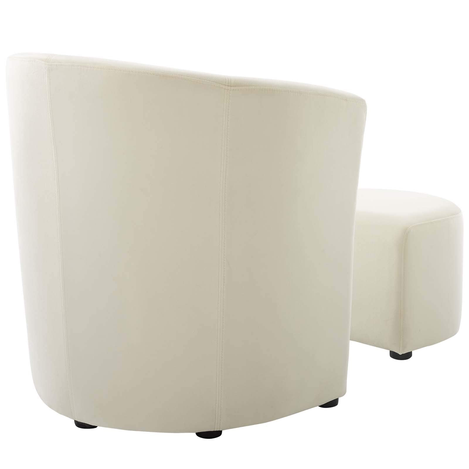 Divulge Performance Velvet Armchair and Ottoman Set in Ivory