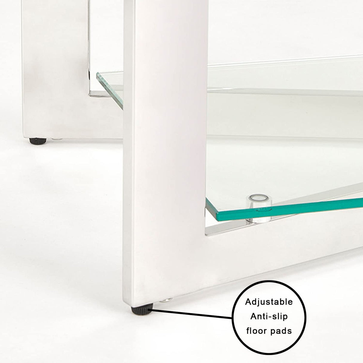 Townley Collection Console Table with Polished Stainless Steel Legs and Durable Glass Top
