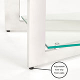 Townley Collection Console Table with Polished Stainless Steel Legs and Durable Glass Top
