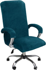 Velvet Plush Stretch Computer Office Chair Cover with Armrest,Solid Color Spandex Slipcover