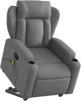 Massage Recliner Chair - Power Lift Armchair, Manual Tilt up to 135°, Vibration Massage, Cup Holders, Fabric, Dark Gray