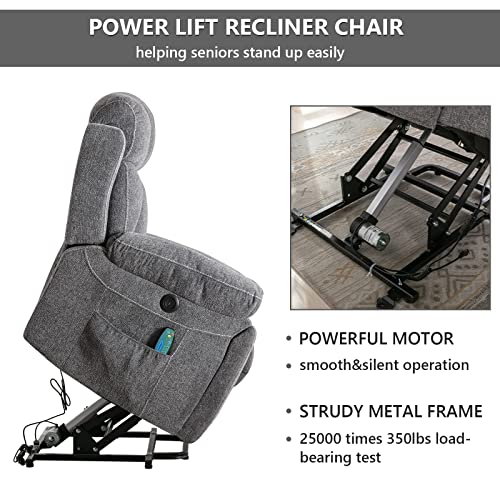StoneCraft Titan XL Power Lift Recliner Chair – Massage, Heat, USB & Hidden Cup Holders