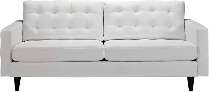 Empress Mid-Century Modern Upholstered Leather Loveseat In White