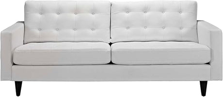 Empress Mid-Century Modern Upholstered Leather Loveseat In White