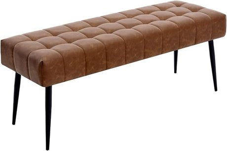 44.5”Bedroom Bench, Modern Faux Leather End of Bed Bench with Metal Legs