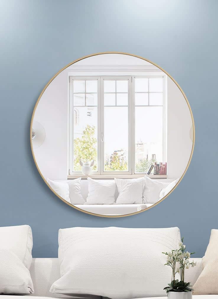 Metal Frame Round Mirror 42 inch in White