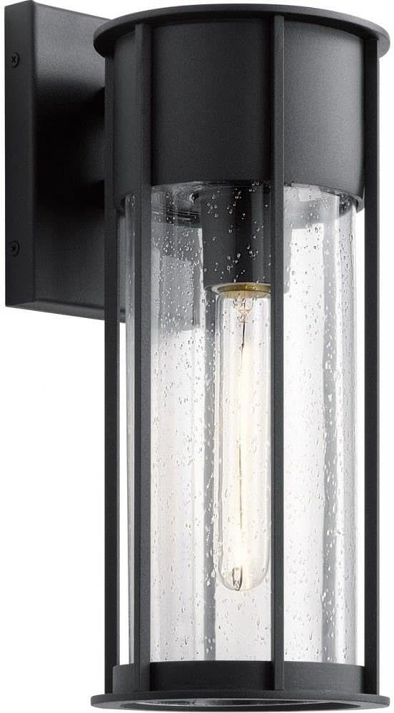 Camillo 15 Inch 1 Light Wall Light with Clear Seeded Glass in Black