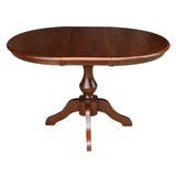 International Concepts 36" Round Top Pedestal Table with 12" Leaf-28.9" H-Dining Height,