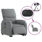 Stand Up Massage Recliner-Light Gray Fabric Chair with Power Lift & Vibration Massage, Adjustable Backrest for Living Room