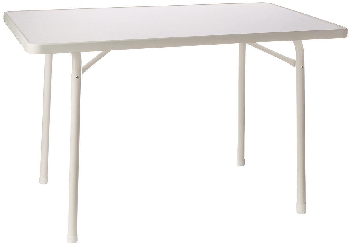 120/W Rectangular Steel Garden Table, White, 115 x 70 x 72 cm