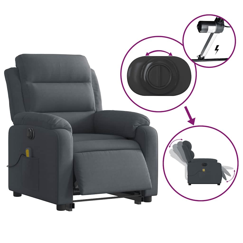 Stand-Up Massage Recliner Chair - Lift & Tilt, Vibration Massage, Plush Velvet Comfort,