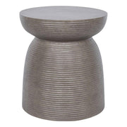 Cement Pedestal Side Table with Modern Hourglass Design Gray