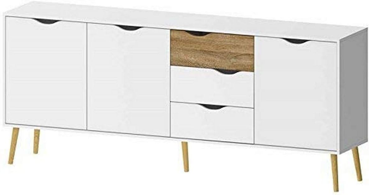 Diana Sideboard with 3 Doors and 3 Drawers, White/Oak Structure