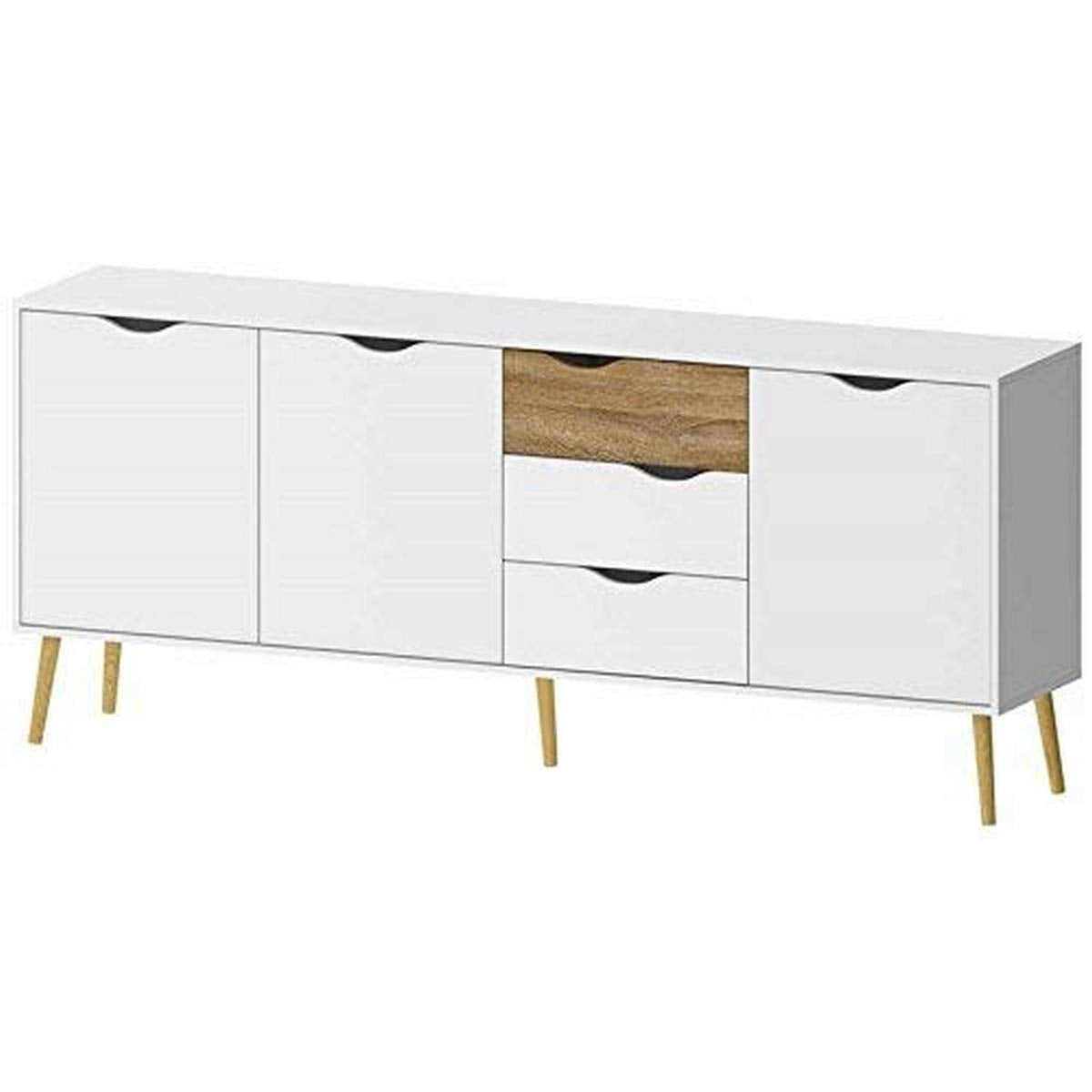Diana Sideboard with 3 Doors and 3 Drawers, White/Oak Structure
