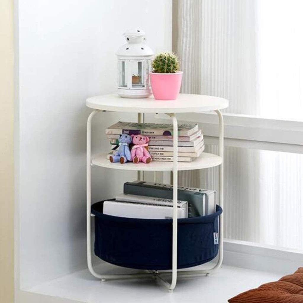 Nightstand Tables Bedside 3-Tier Round Side End with Storage Basket, Nightstand, 16.5 x 16.5 x 20.9